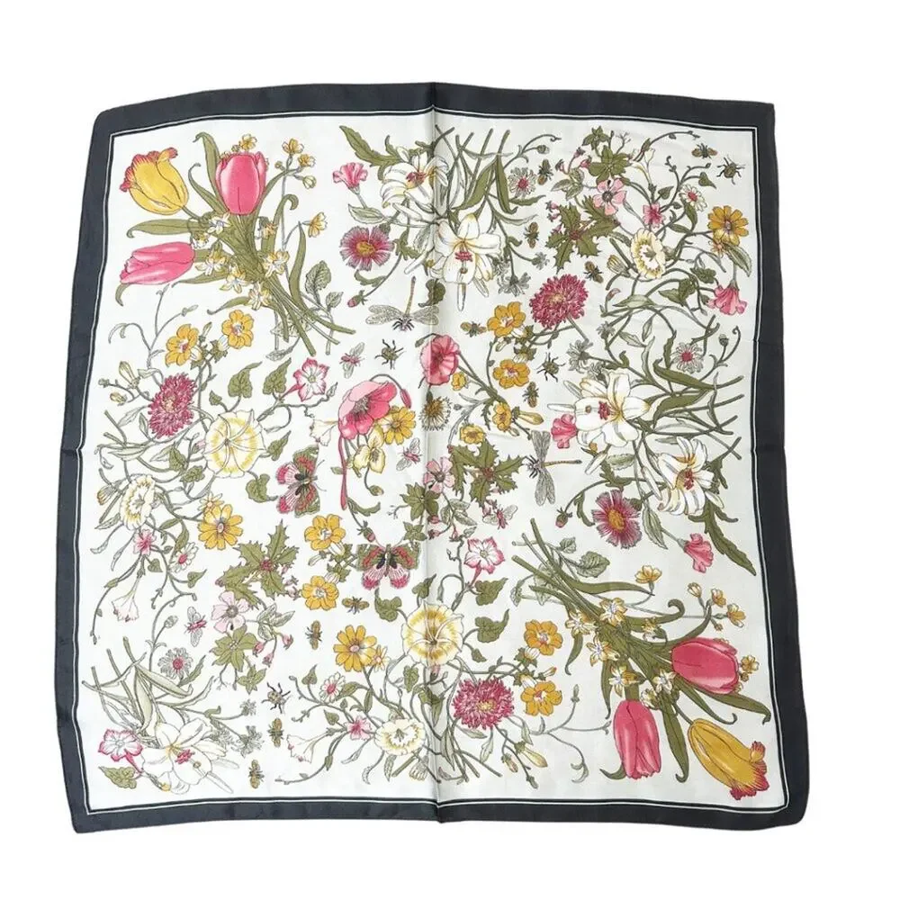 2/$30 NEW Dainty Vintage Look Floral Pink Flower Printed Silky Fashion Scarf - Picture 5 of 13